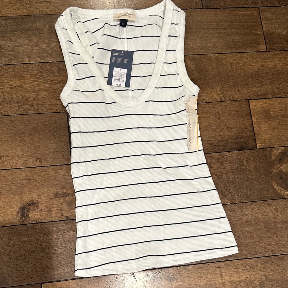 Universal Thread White and Black Striped Tank Top